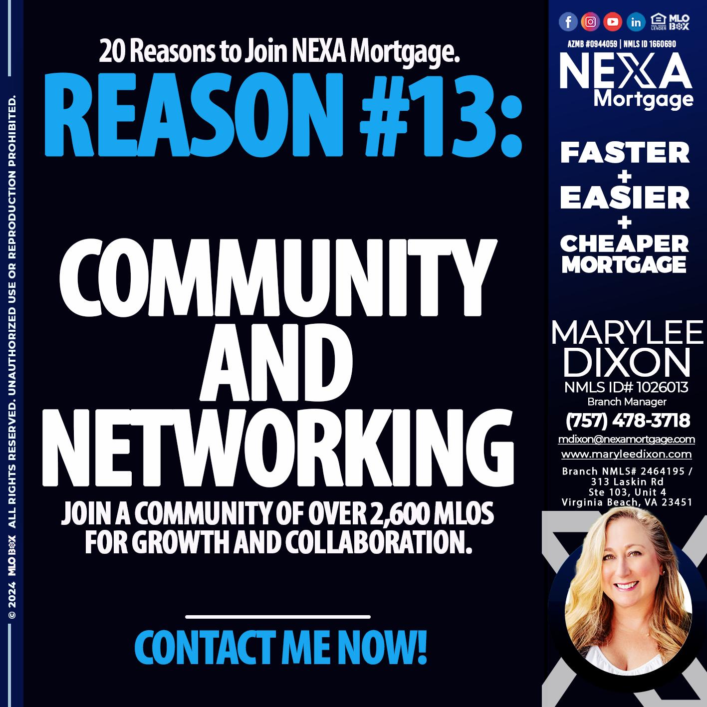 REASON 13 - Marylee Dixon -Branch Manager