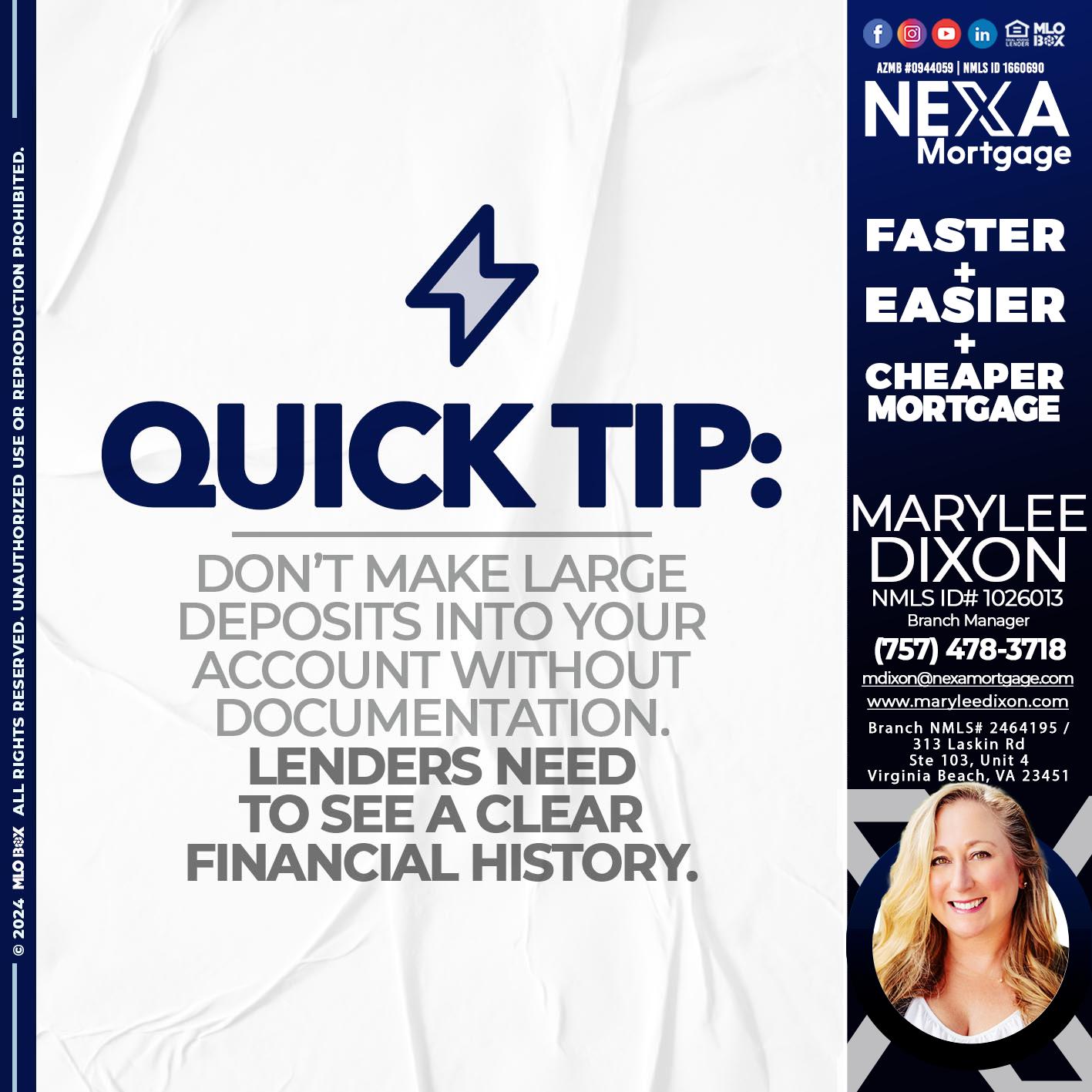 quick tip - Marylee Dixon -Branch Manager