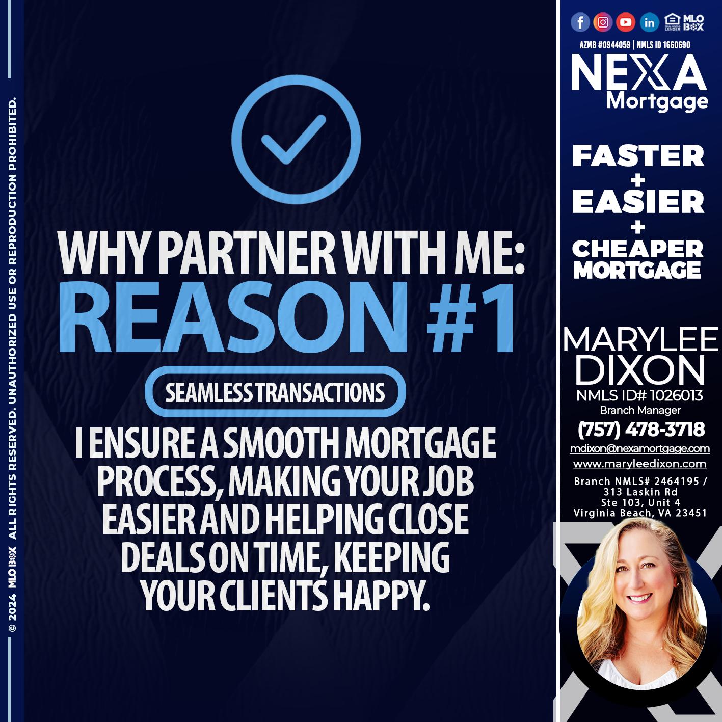 REASON 1 - Marylee Dixon -Branch Manager
