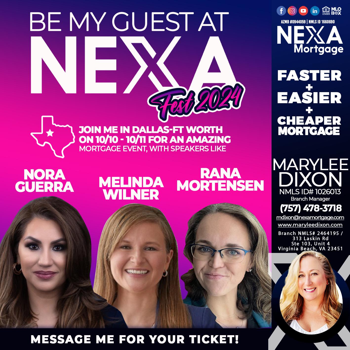 BE MY GUEST - Marylee Dixon -Branch Manager