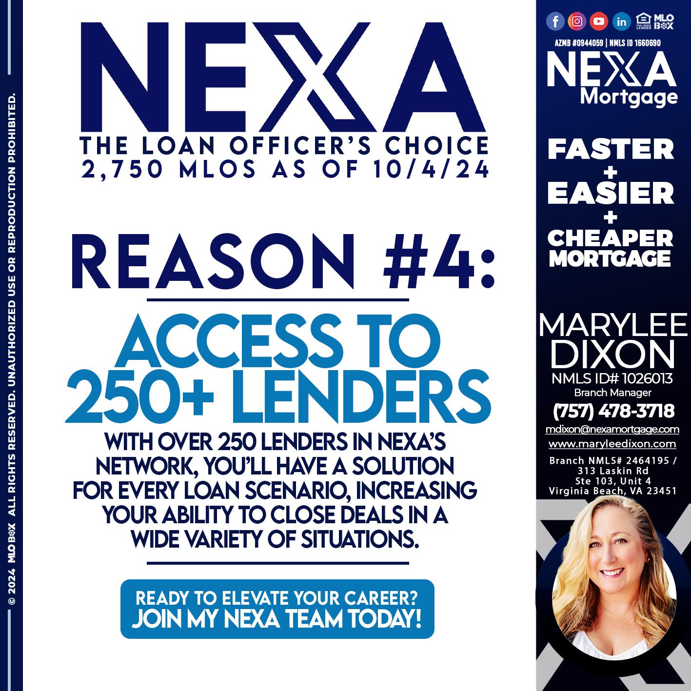 the loan officer choice reason 4 - Marylee Dixon -Branch Manager