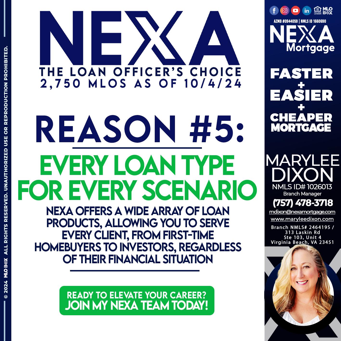 THE LOAN OFFICER´S CHOICE REASON 5 - Marylee Dixon -Branch Manager
