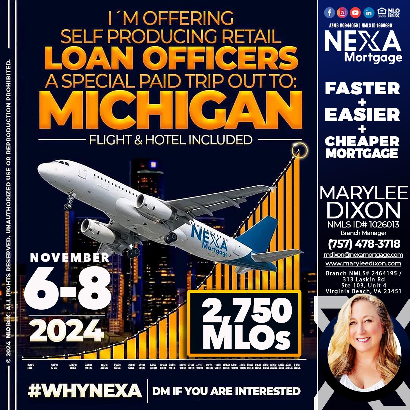 MICHIGAN 6-8 NOV - Marylee Dixon -Branch Manager