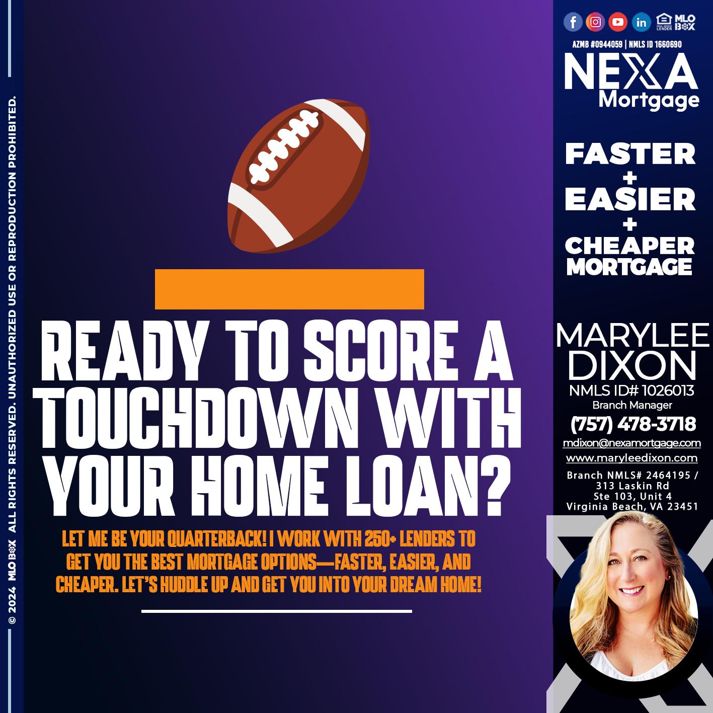 READY TO TOCHDOWN - Marylee Dixon -Branch Manager