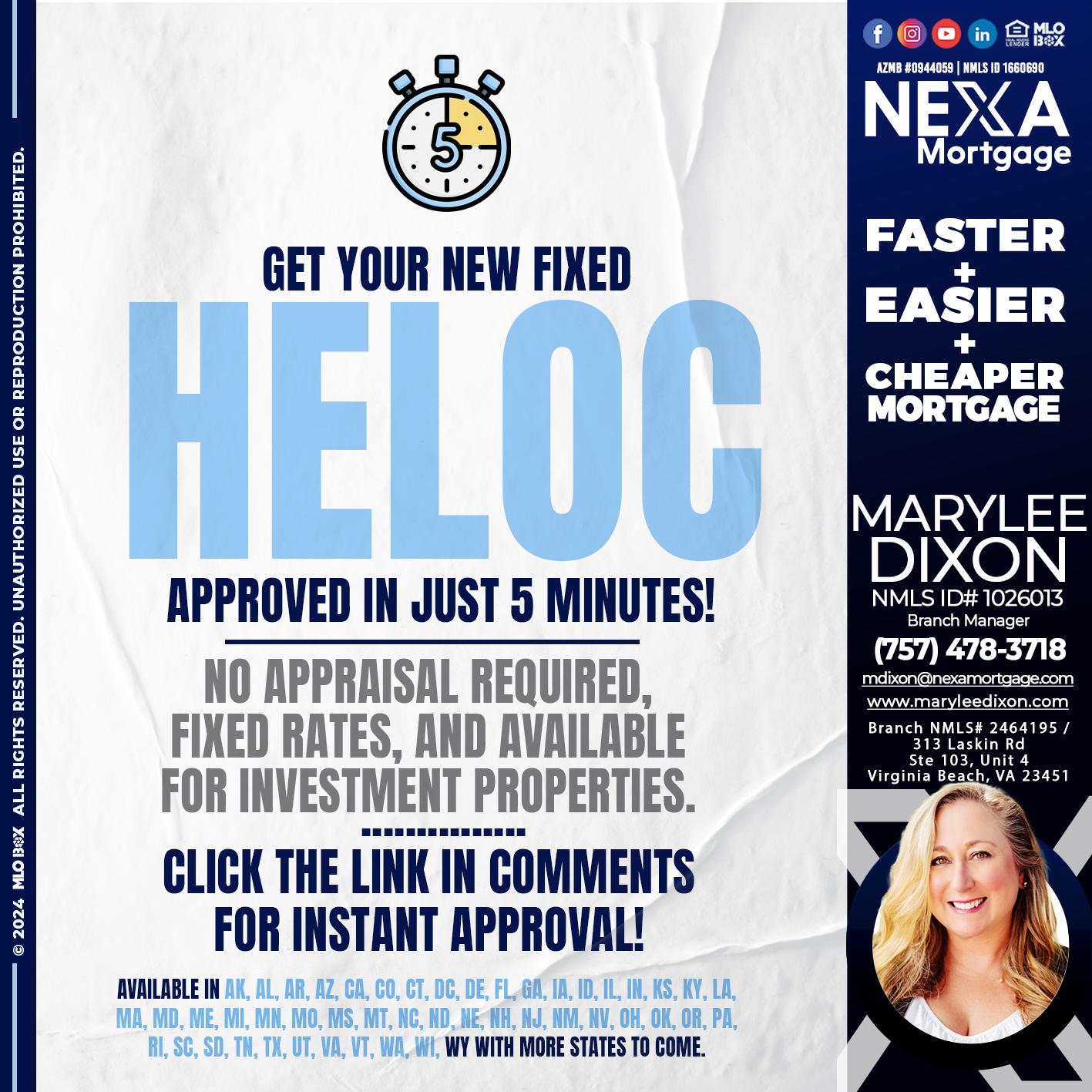 HELOC 5 MINUTES - Marylee Dixon -Branch Manager