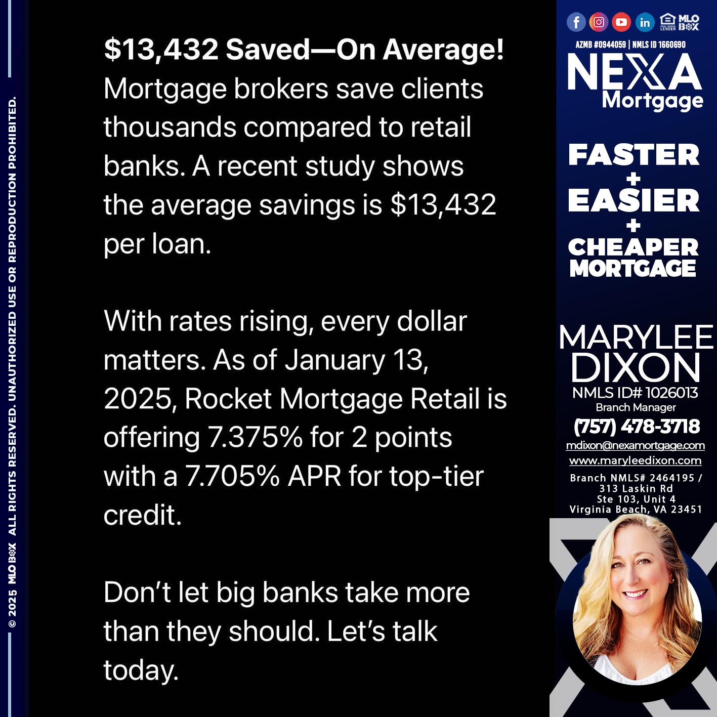 saved on average - Marylee Dixon -Branch Manager