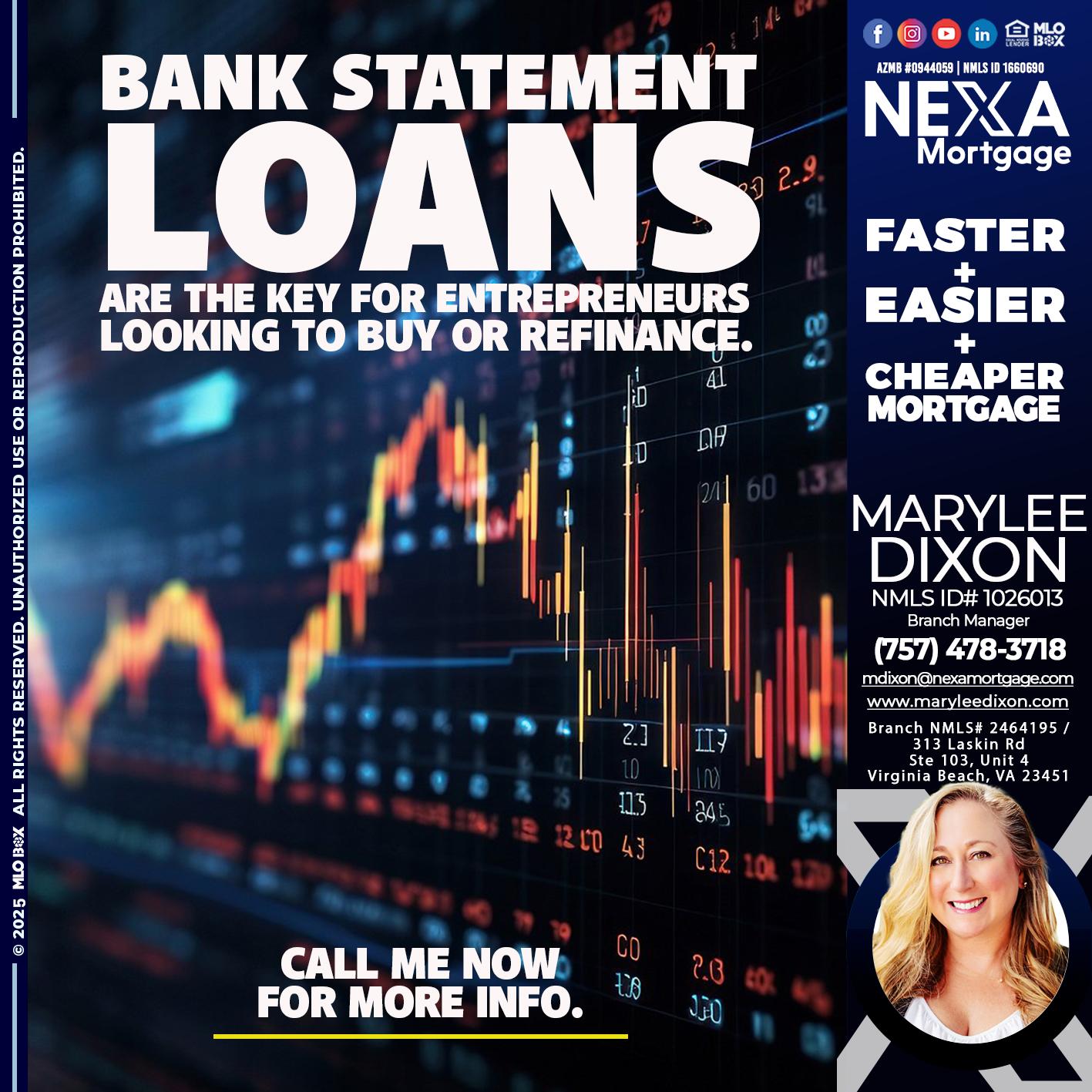 BANK STATEMENT - Marylee Dixon -Branch Manager