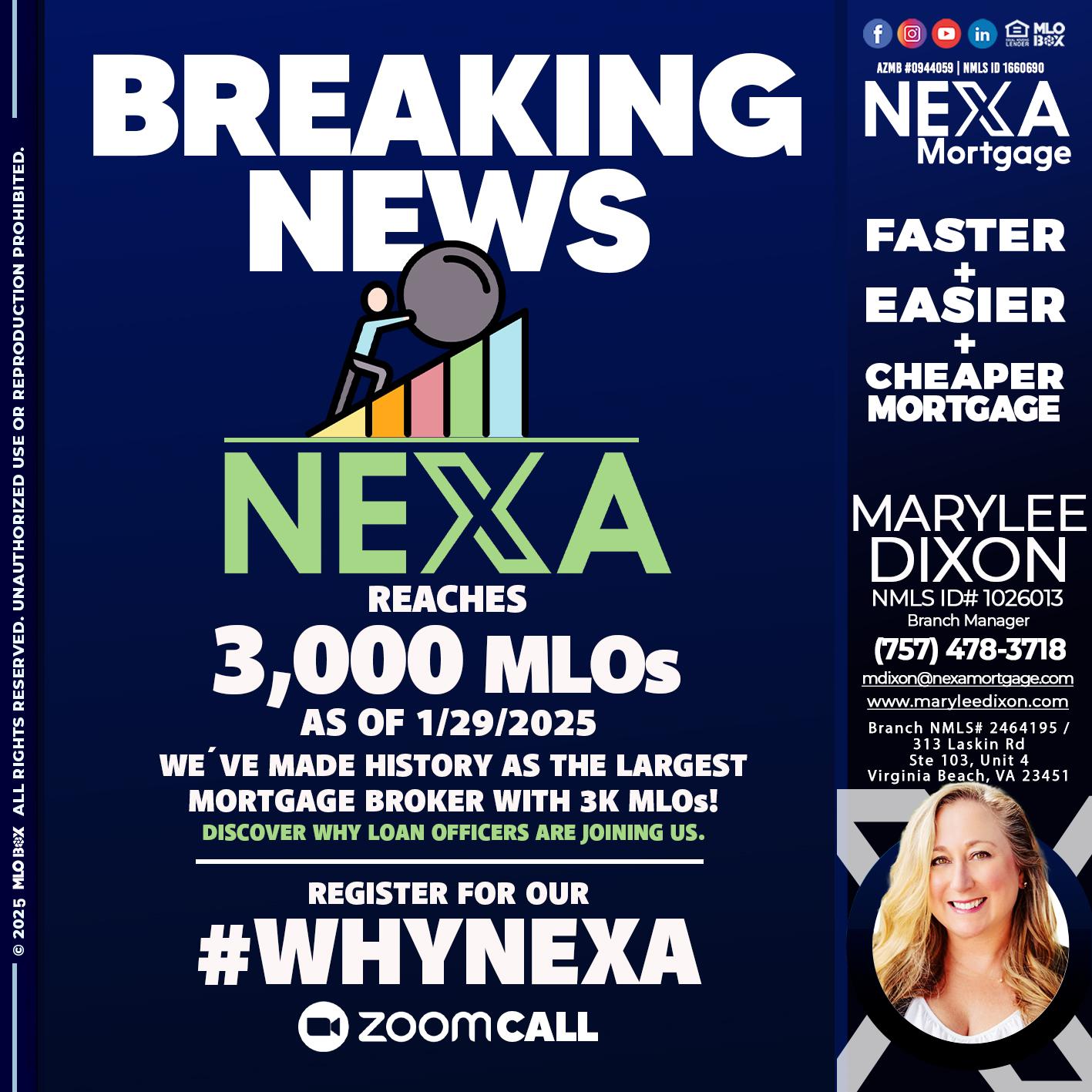 BREAKING NEWS - Marylee Dixon -Branch Manager