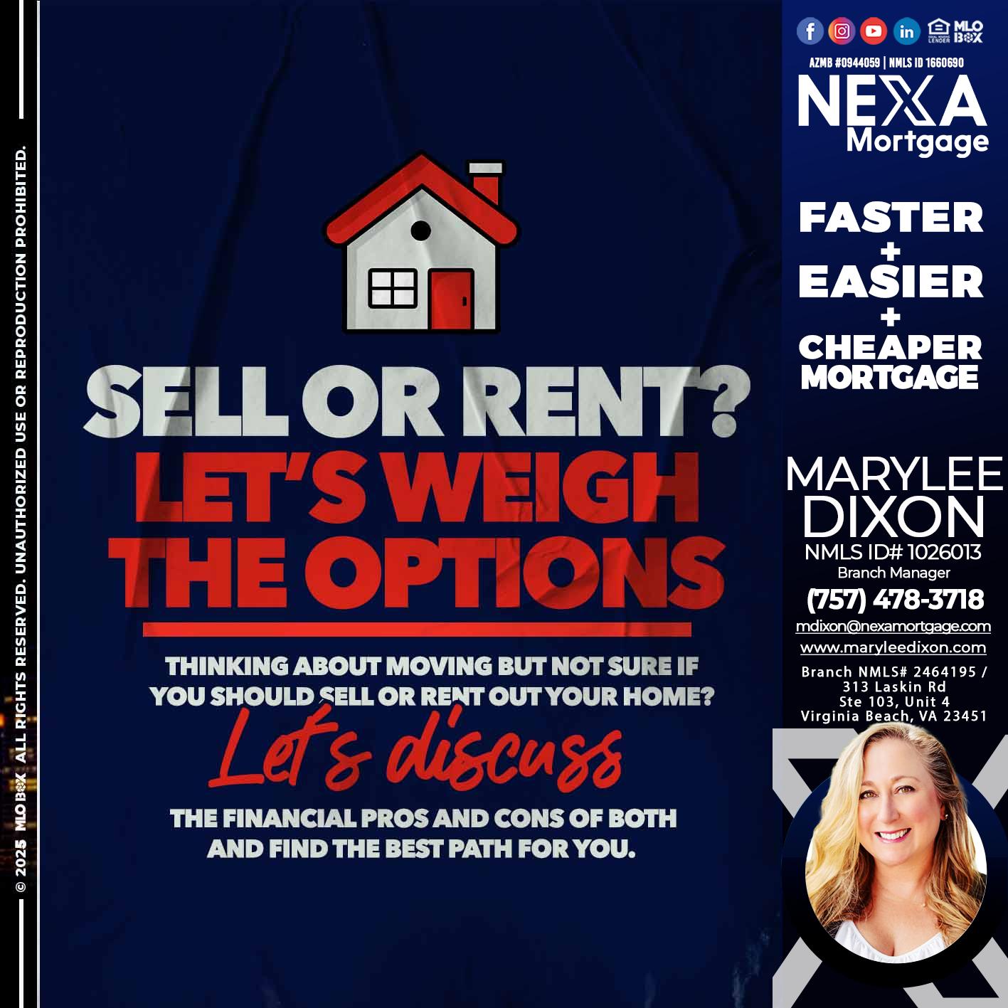 SELL OR RENT? - Marylee Dixon -Branch Manager