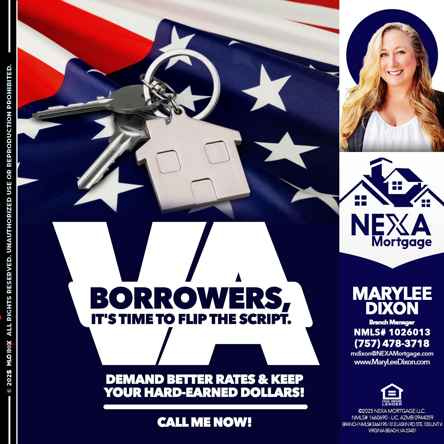VA BORROWERS - Marylee Dixon -Branch Manager