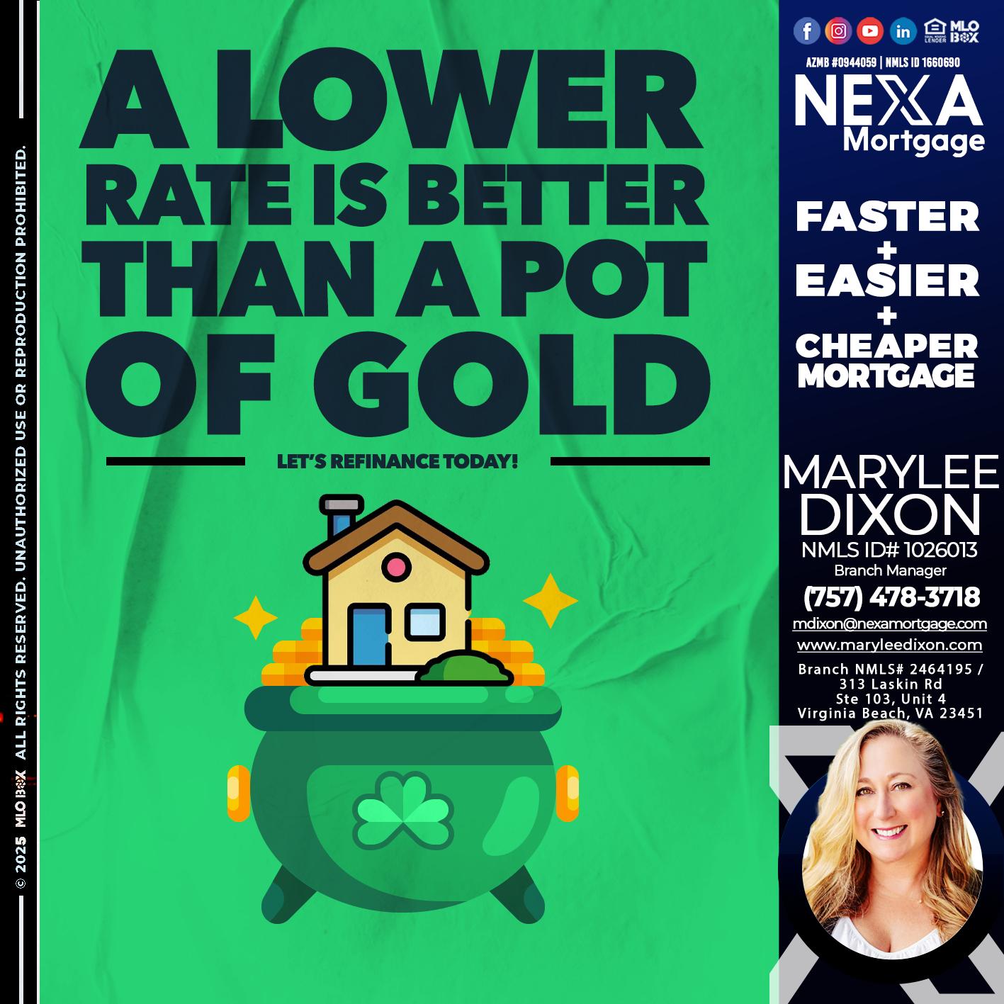 A LOWER RATE - Marylee Dixon -Branch Manager