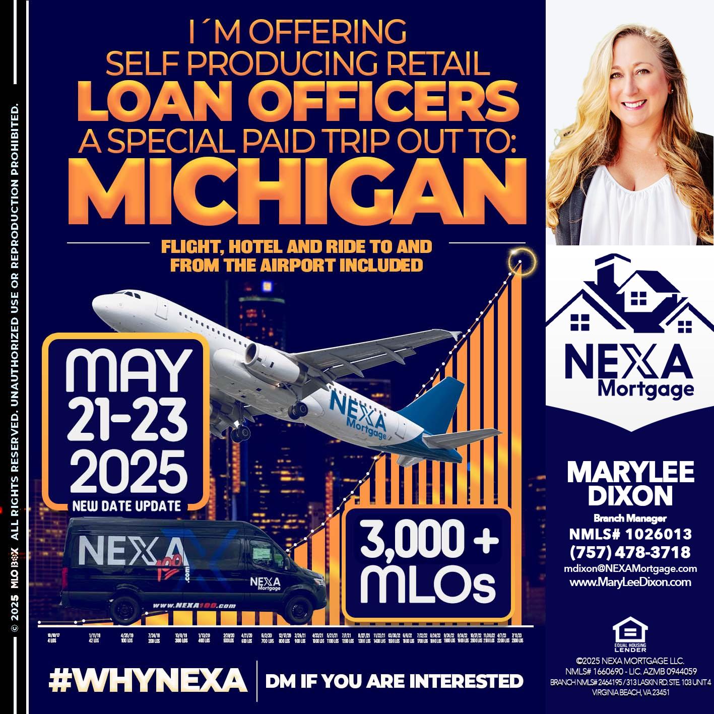 MICHIGAN TRIP (DATE UPDATE? - Marylee Dixon -Branch Manager