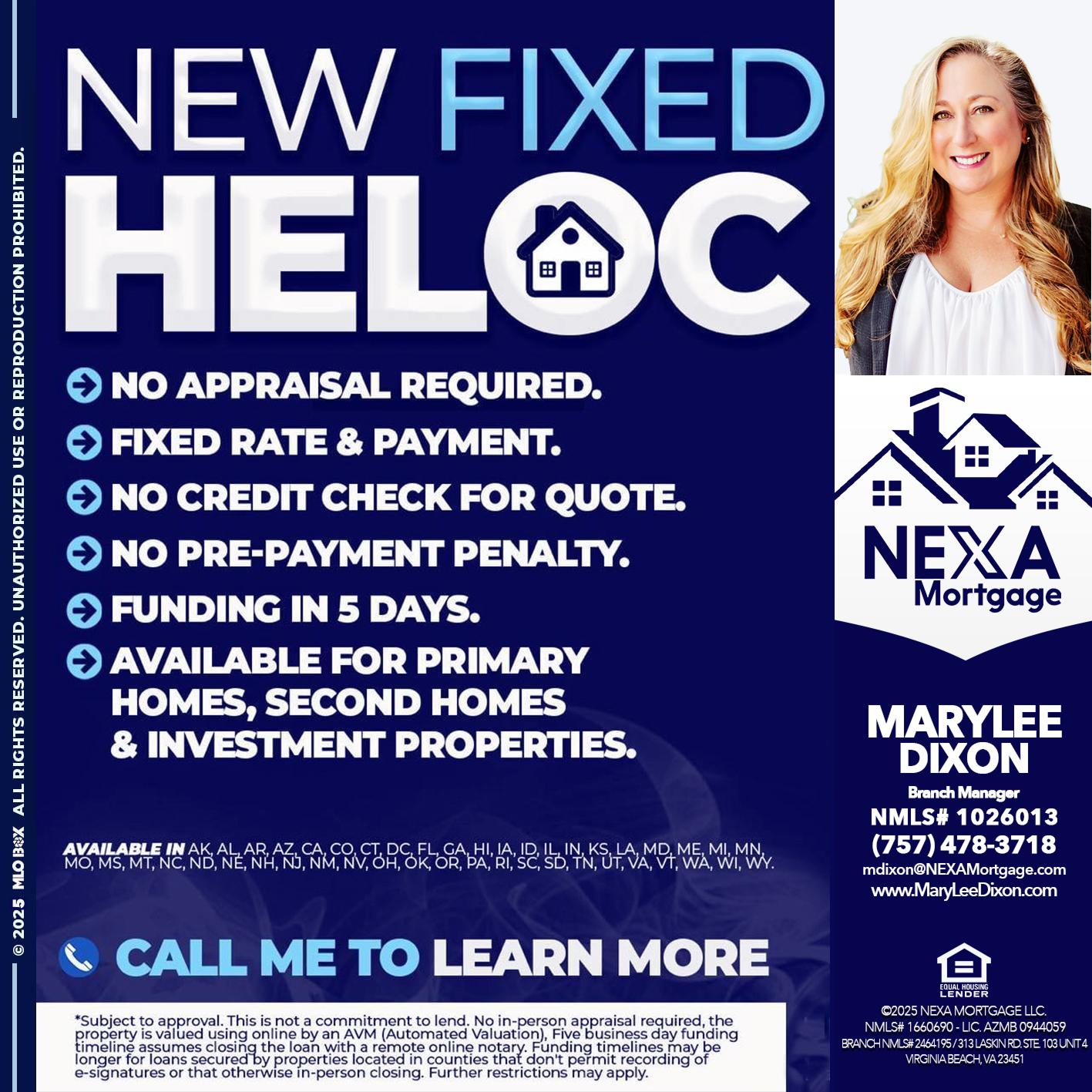 NEW FIXED HELOC - Marylee Dixon -Branch Manager