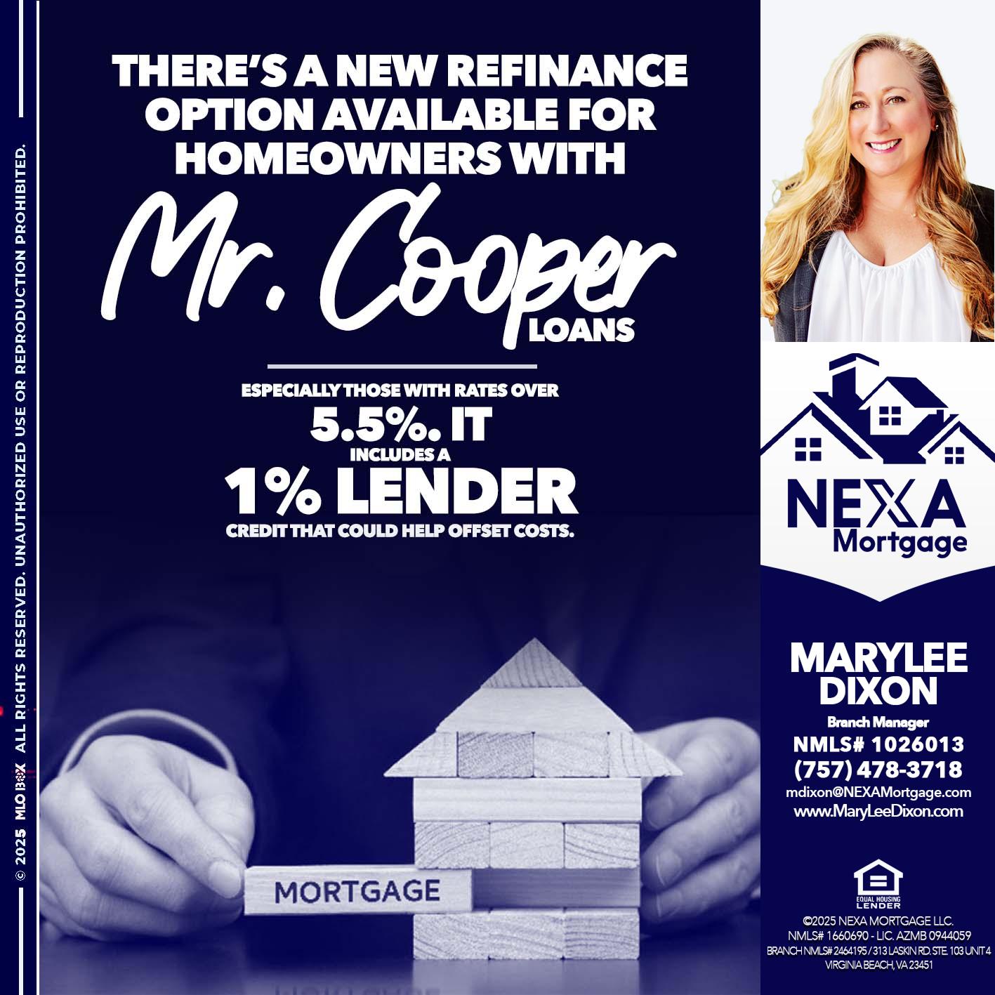 Mr. Cooper loans - Marylee Dixon -Branch Manager