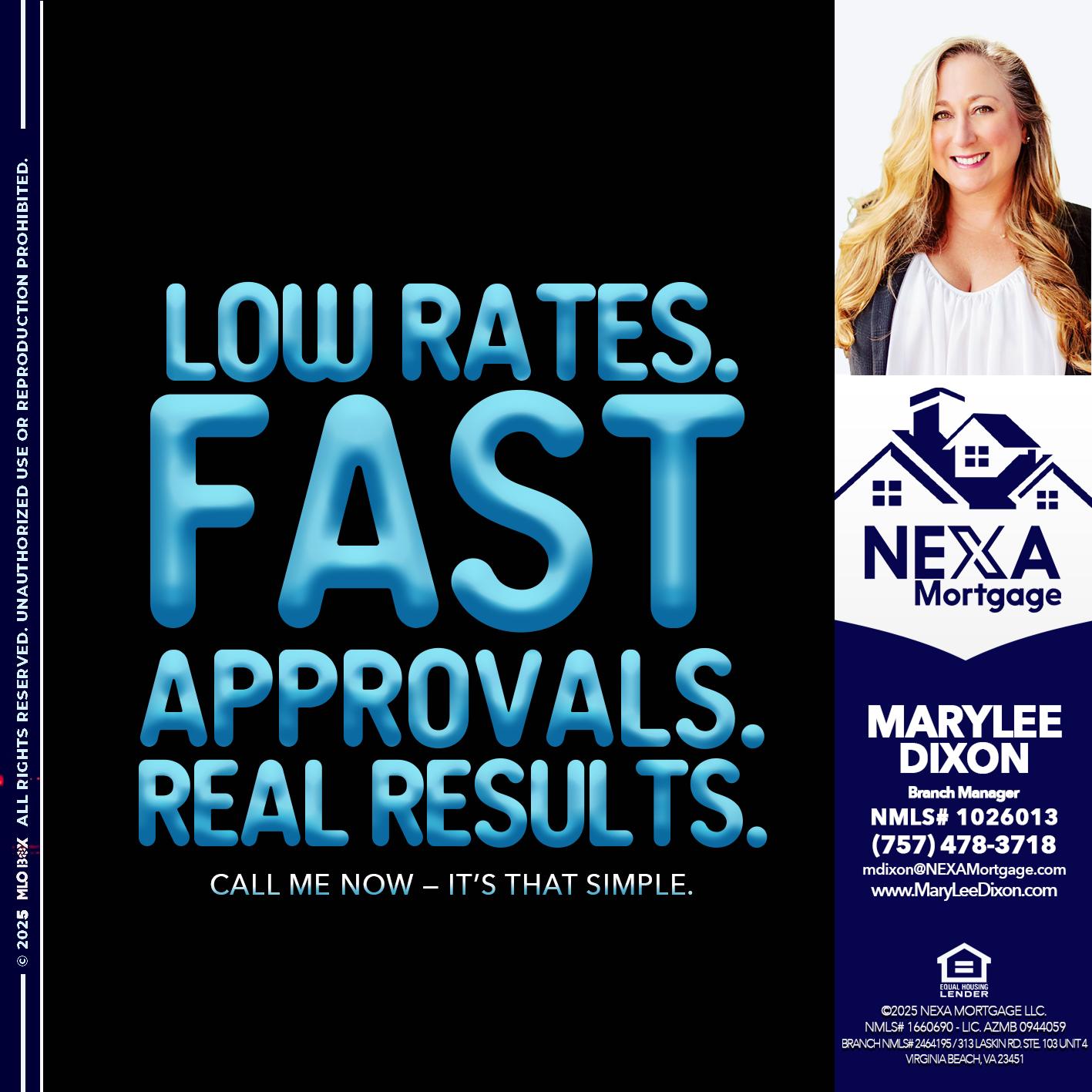 LOW RATES - Marylee Dixon -Branch Manager