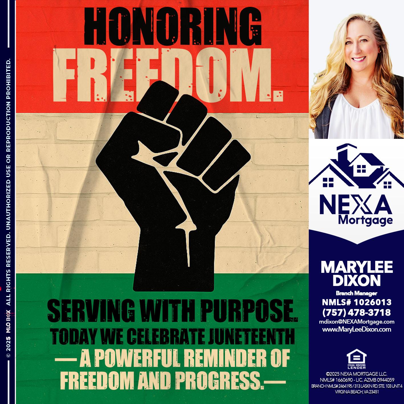 HONORING FREEDOM - Marylee Dixon -Branch Manager