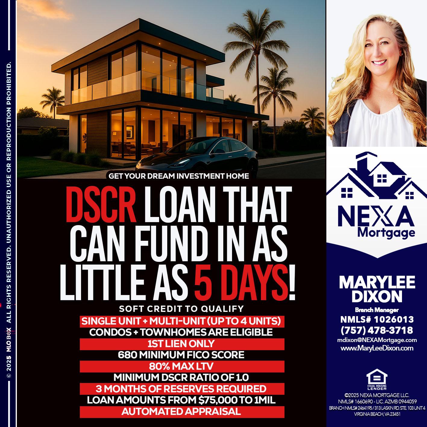 DSCR LOAN - Marylee Dixon -Branch Manager