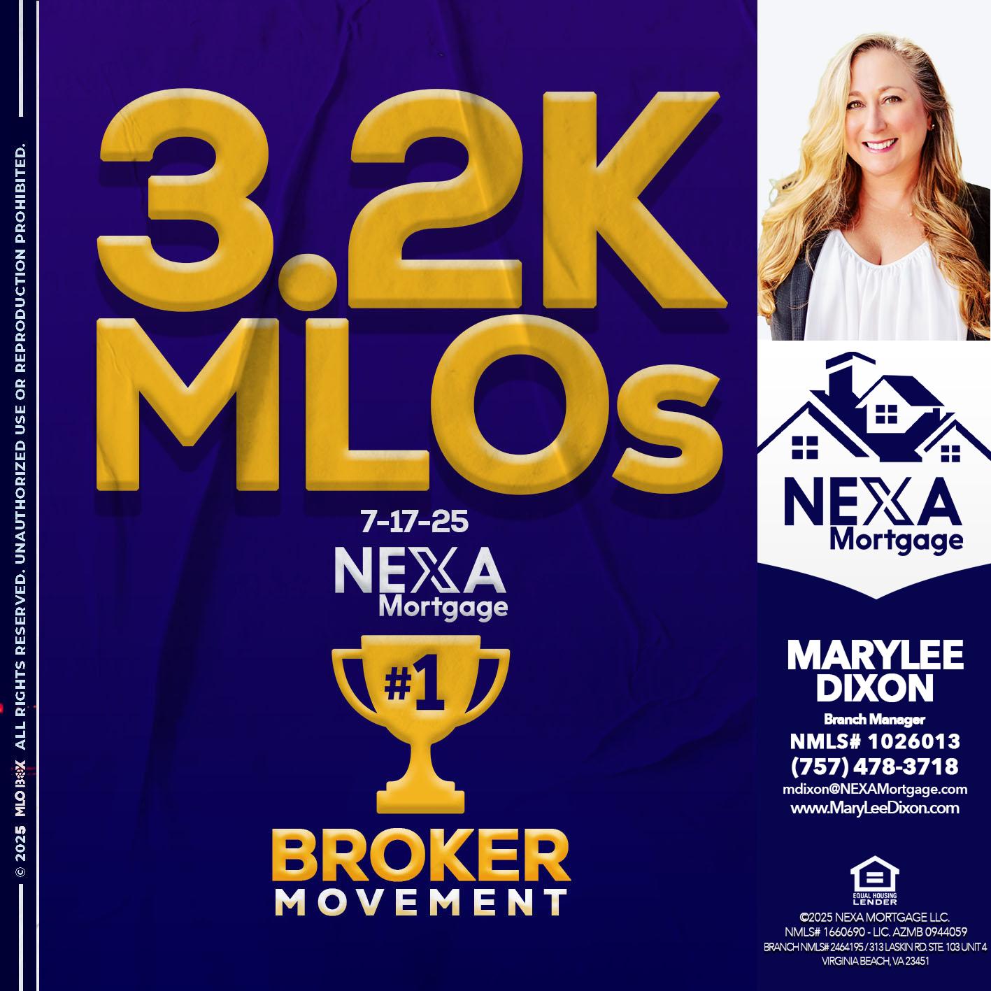 3.2K MLOs - Marylee Dixon -Branch Manager