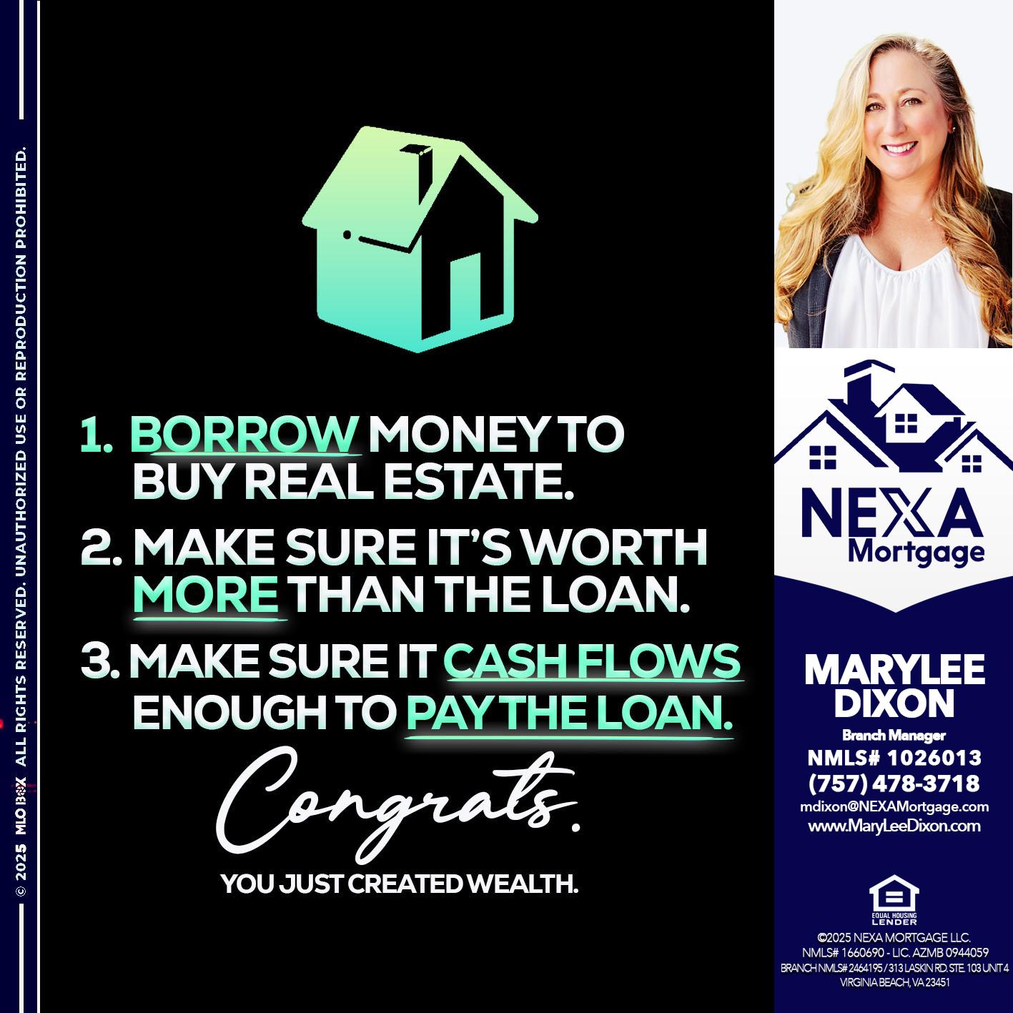 BORROW MONEY - Marylee Dixon -Branch Manager