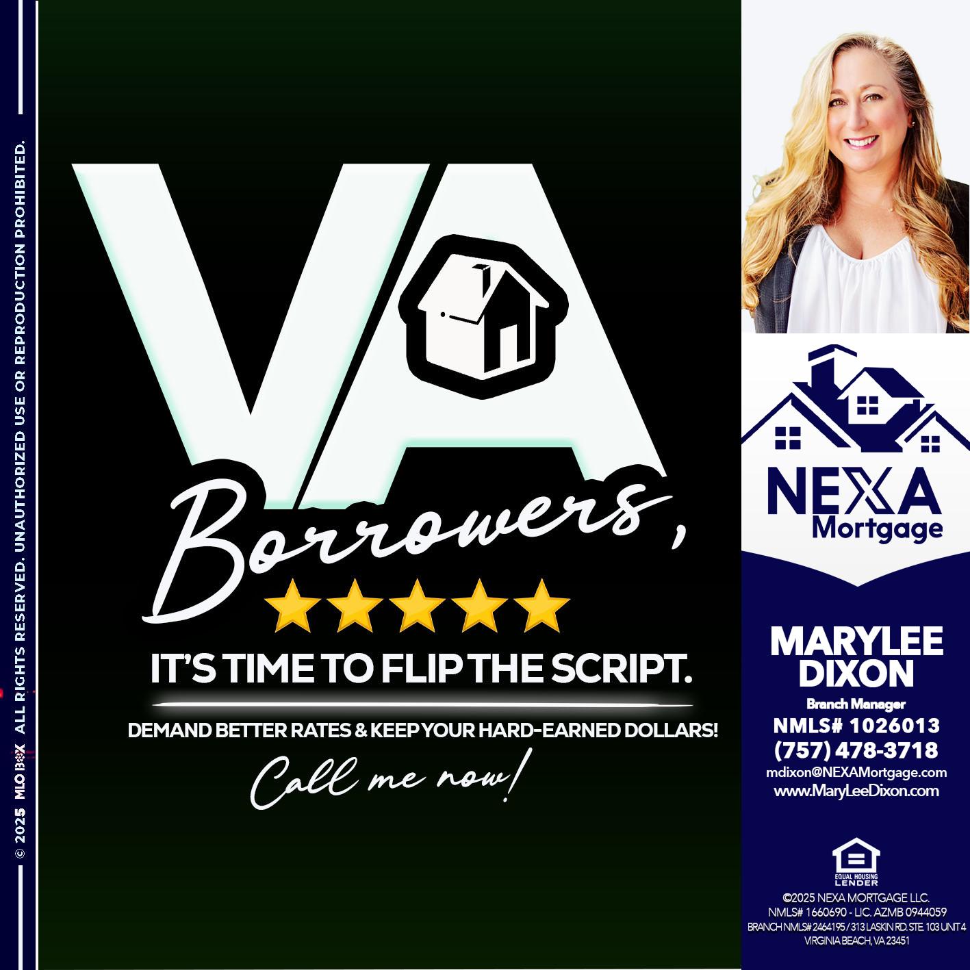 VA BORROWERS - Marylee Dixon -Branch Manager