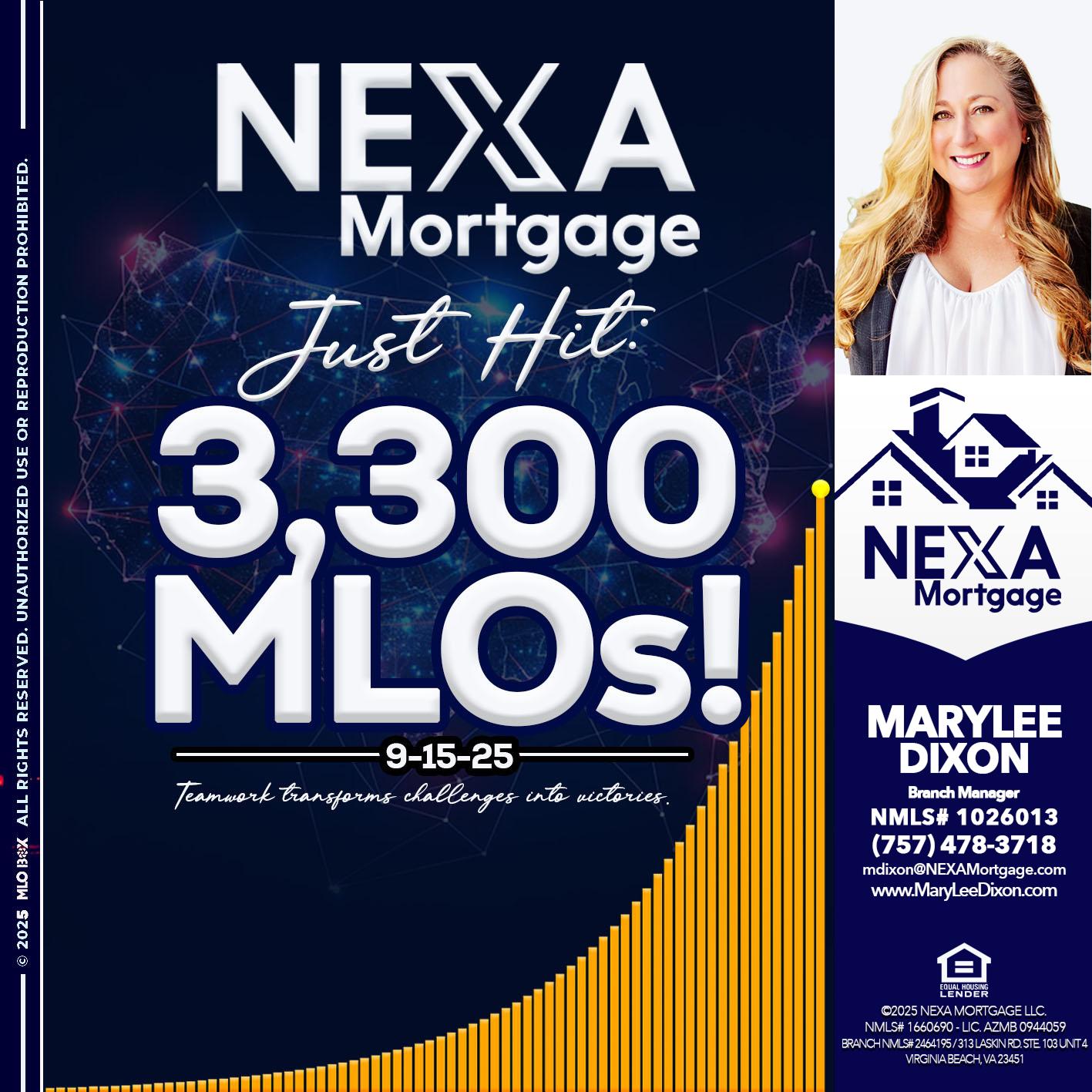 NEXA JUST HIT 3300 MLOS - Marylee Dixon -Branch Manager