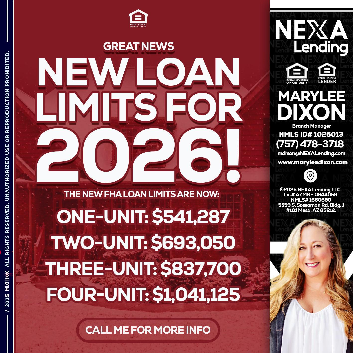 loan limits - Marylee Dixon -Branch Manager