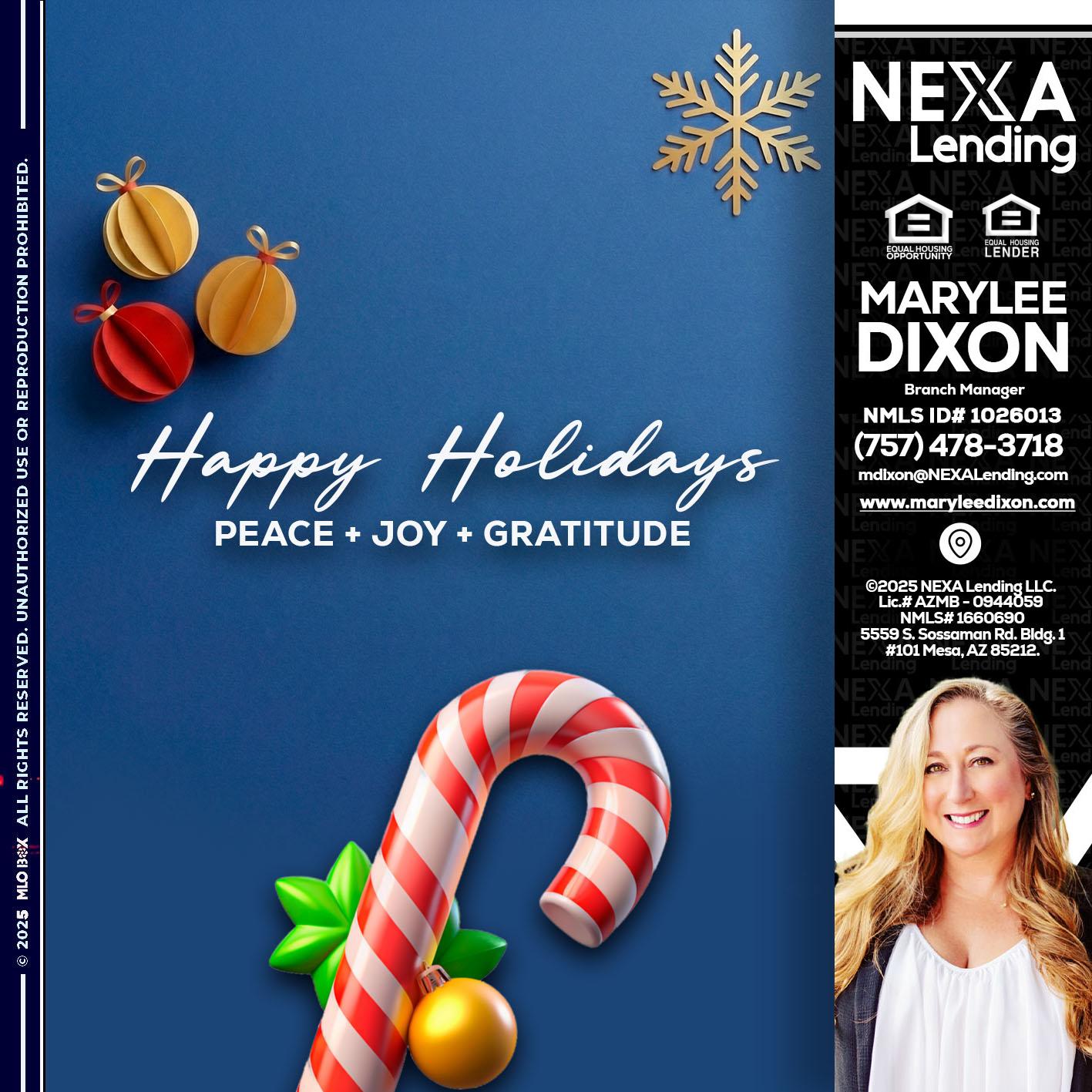 HAPPY HOLIDAYS - Marylee Dixon -Branch Manager