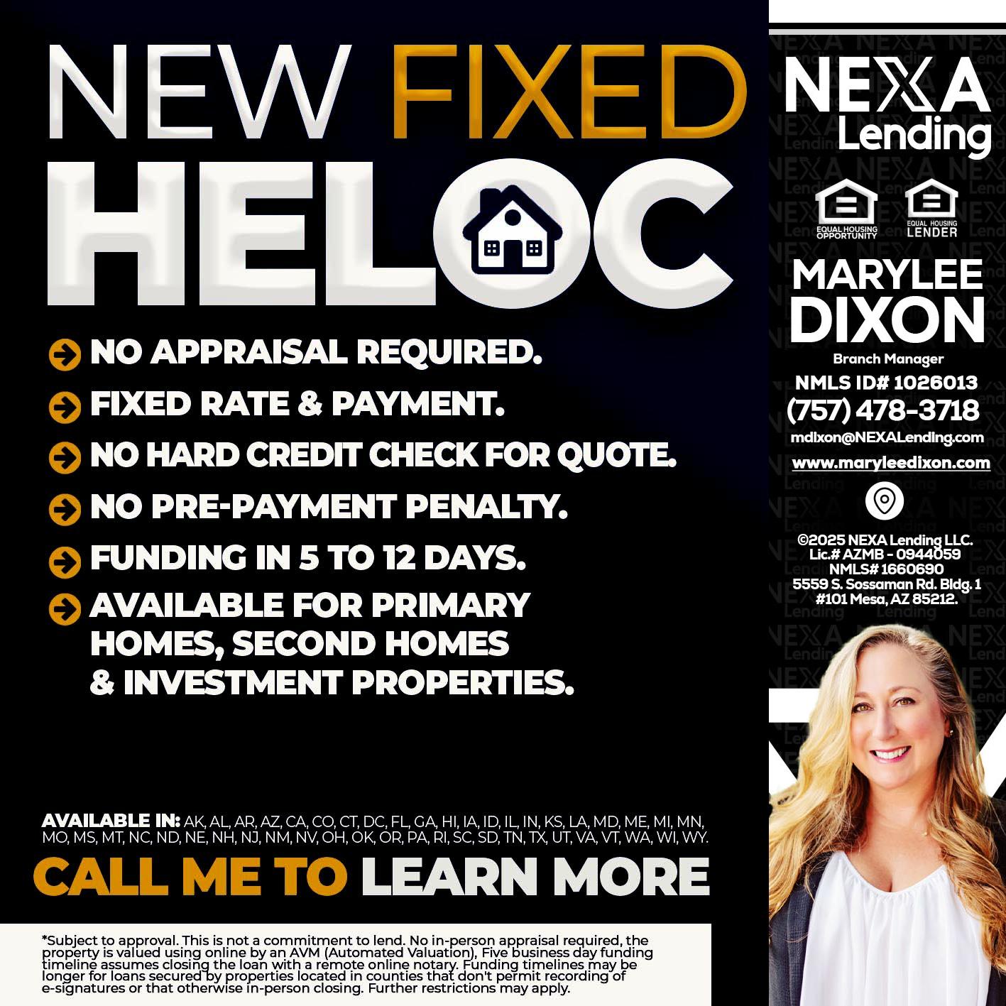 HELOC - Marylee Dixon -Branch Manager