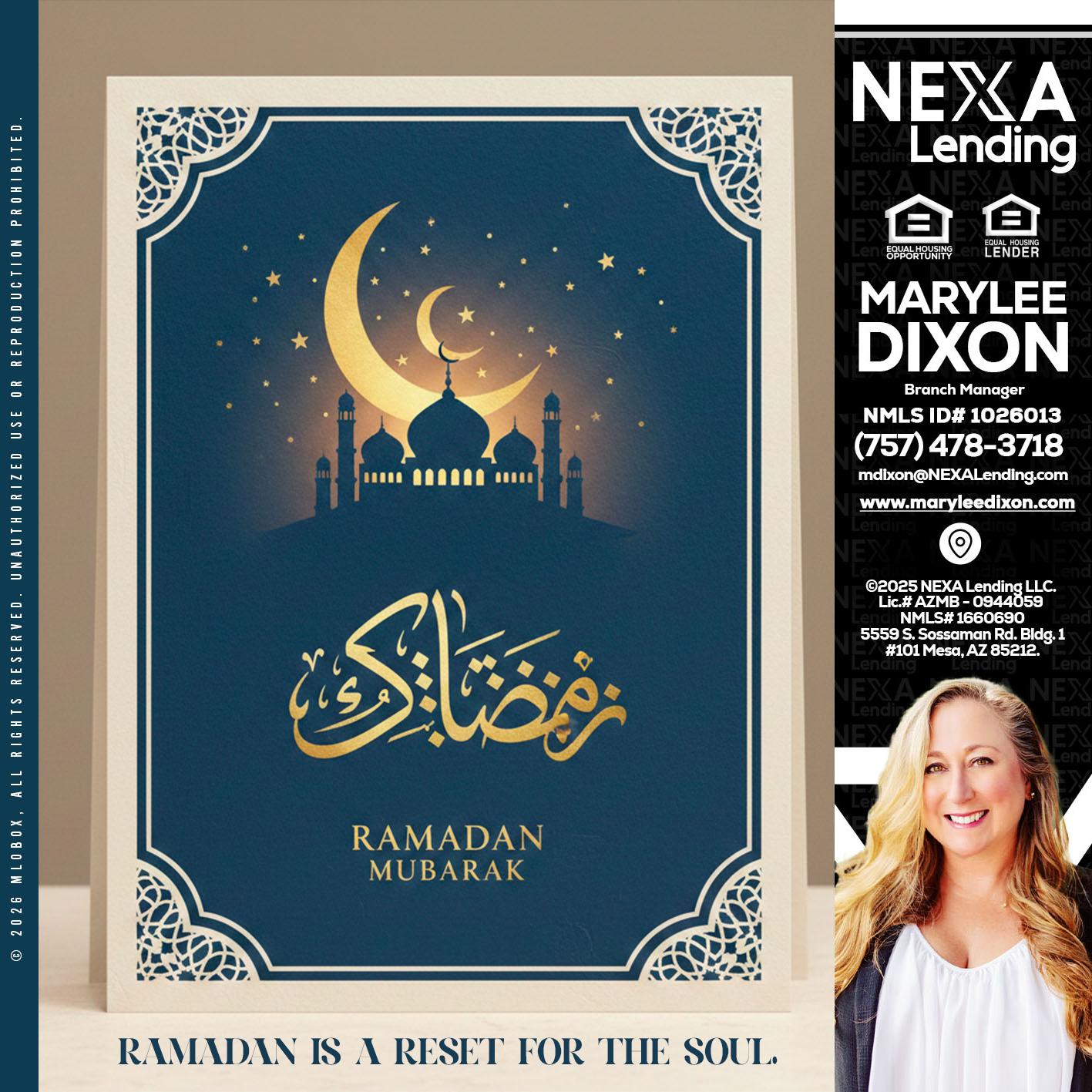 HAPPY RAMADAN - Marylee Dixon -Branch Manager