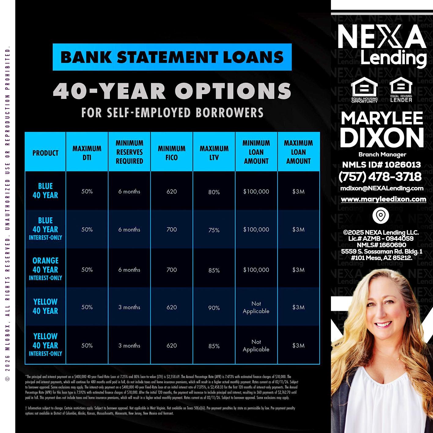 40 YR. OPTIONS - Marylee Dixon -Branch Manager