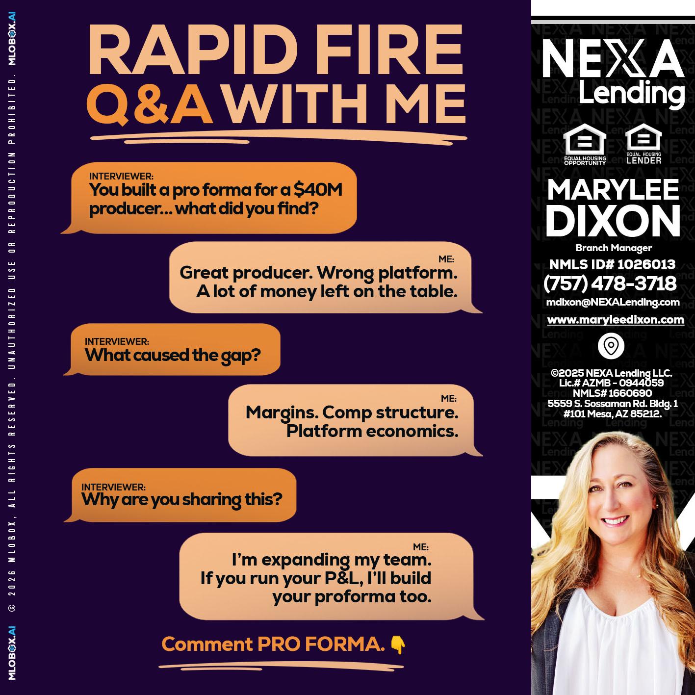 RAPID FIRE - Marylee Dixon -Branch Manager
