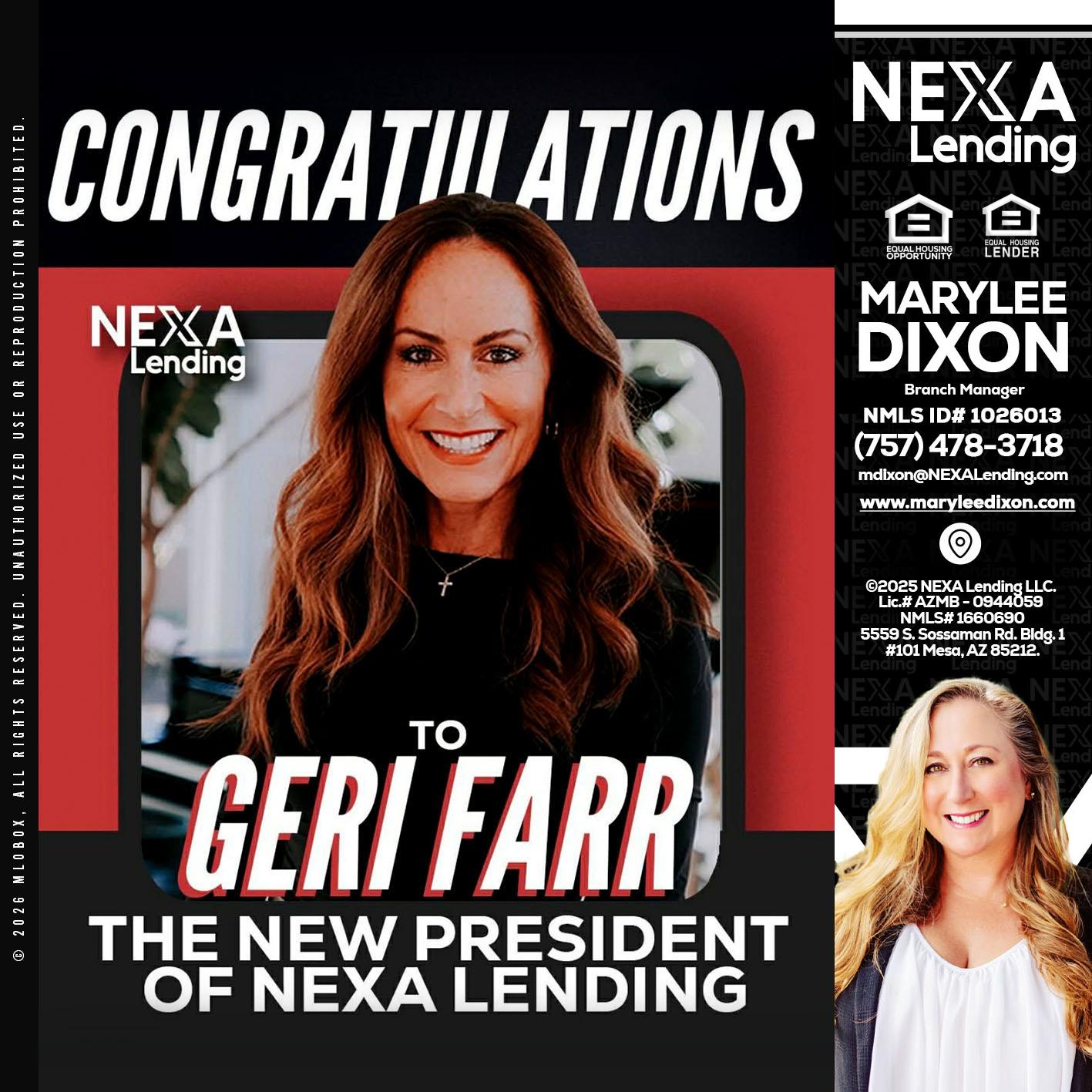 CONGRATULATIONS - Marylee Dixon -Branch Manager