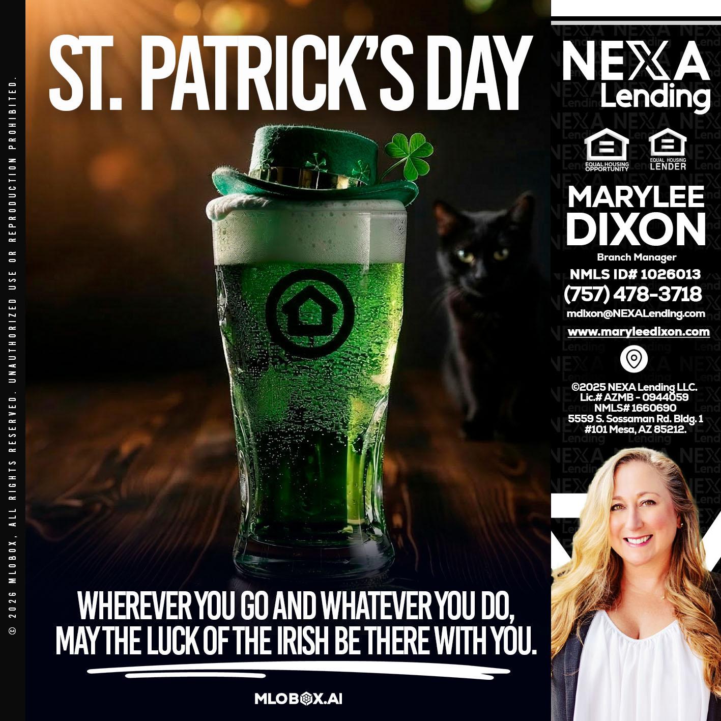 st. Patricks day - Marylee Dixon -Branch Manager