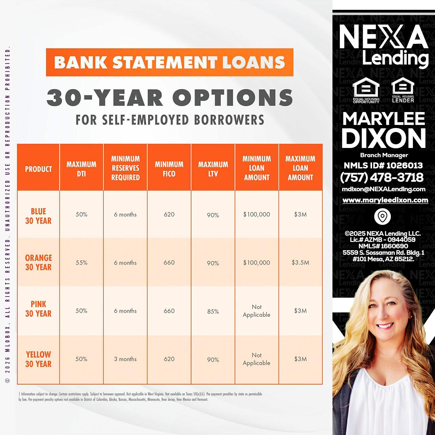 30 YEARS OPTIONS - Marylee Dixon -Branch Manager