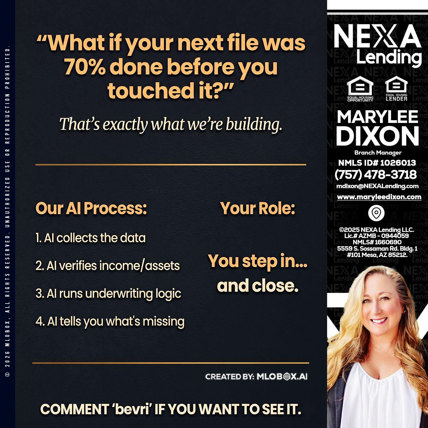 WHAT IF YOUR - Marylee Dixon -Branch Manager