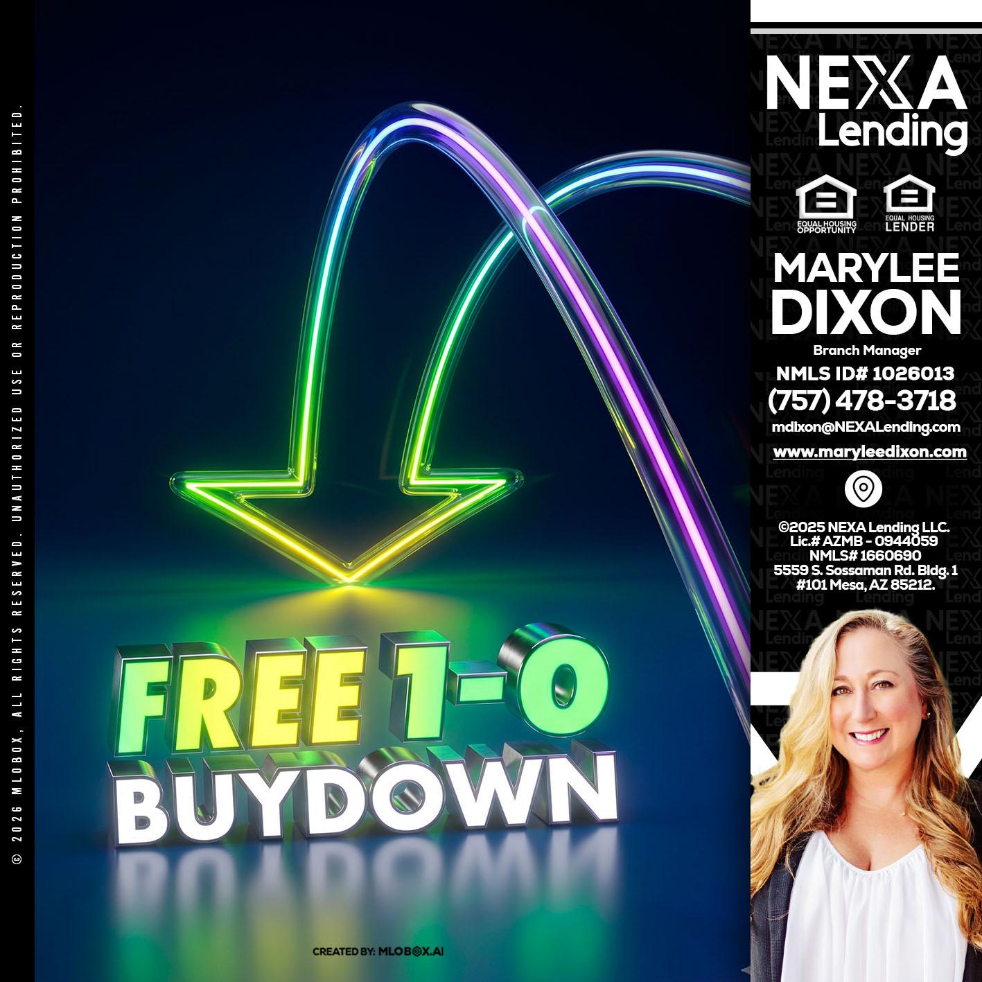 FREE 1-0 BUYDOWN - Marylee Dixon -Branch Manager