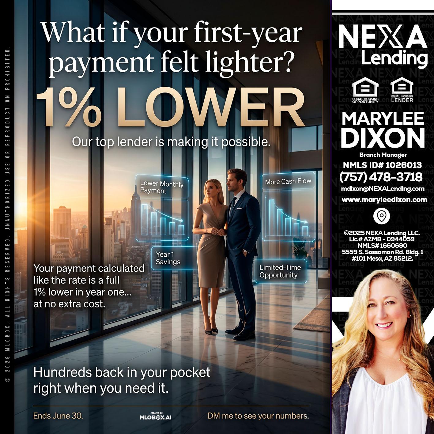 1% LOWER - Marylee Dixon -Branch Manager