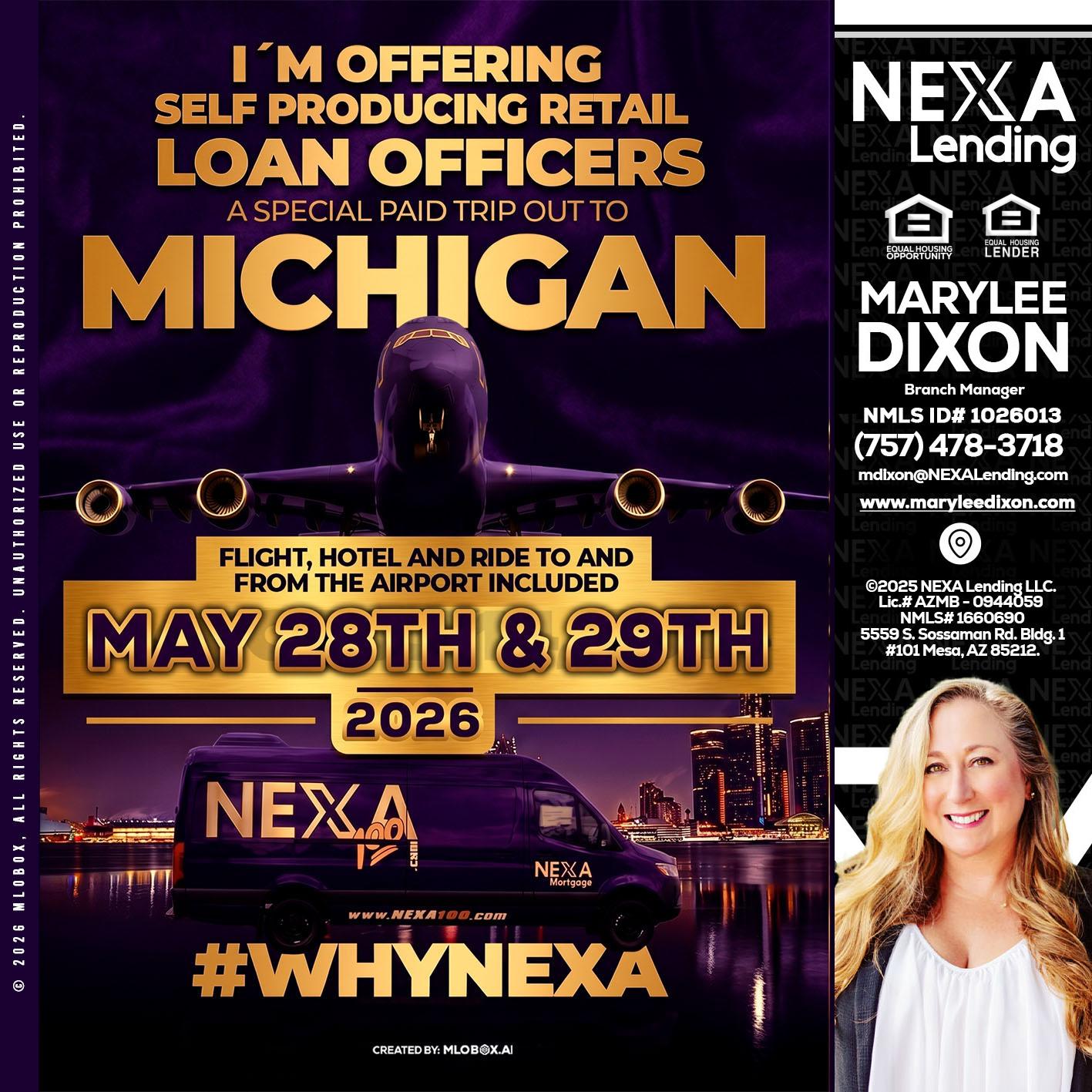 MICHIGAN - Marylee Dixon -Branch Manager