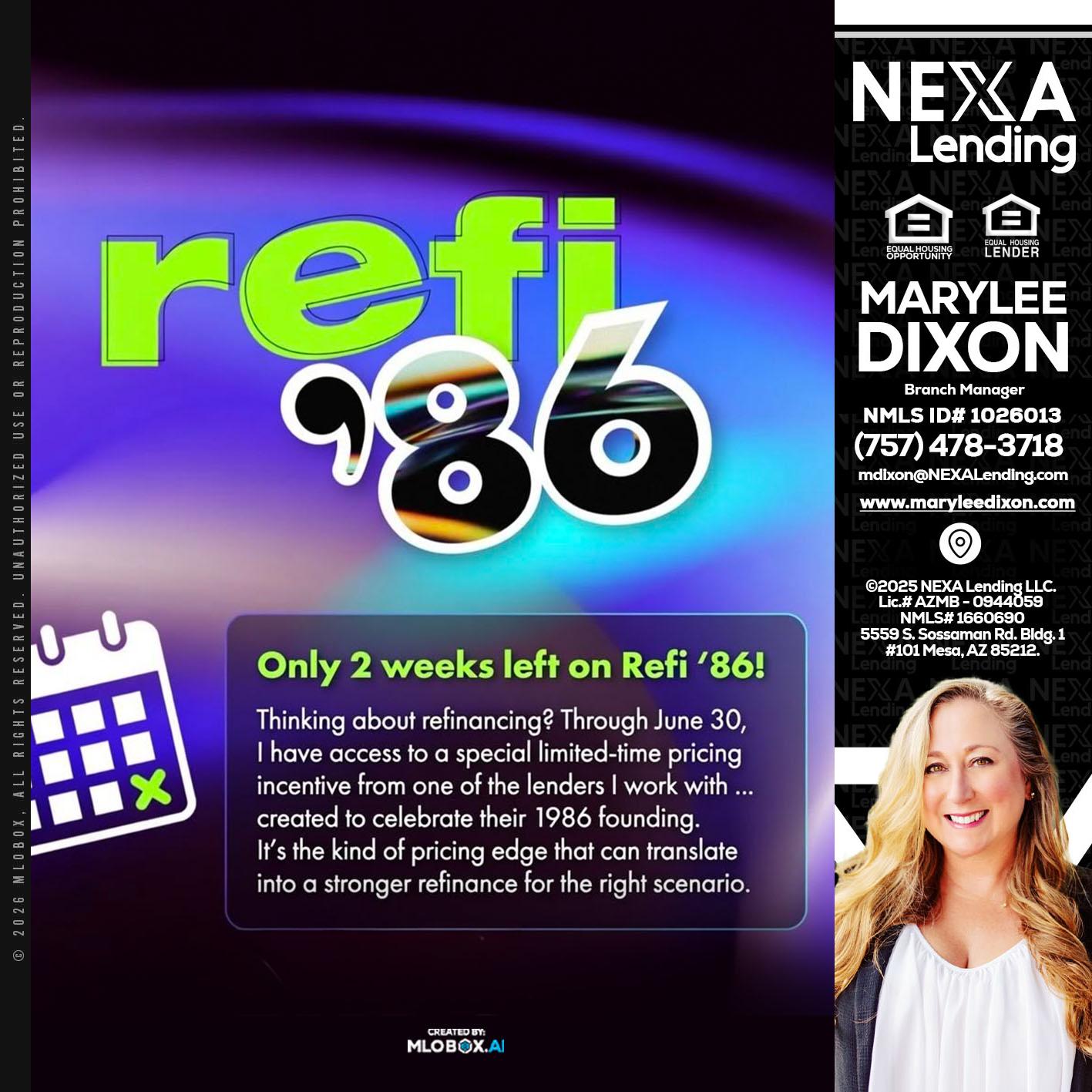 REFI 86 - Marylee Dixon -Branch Manager