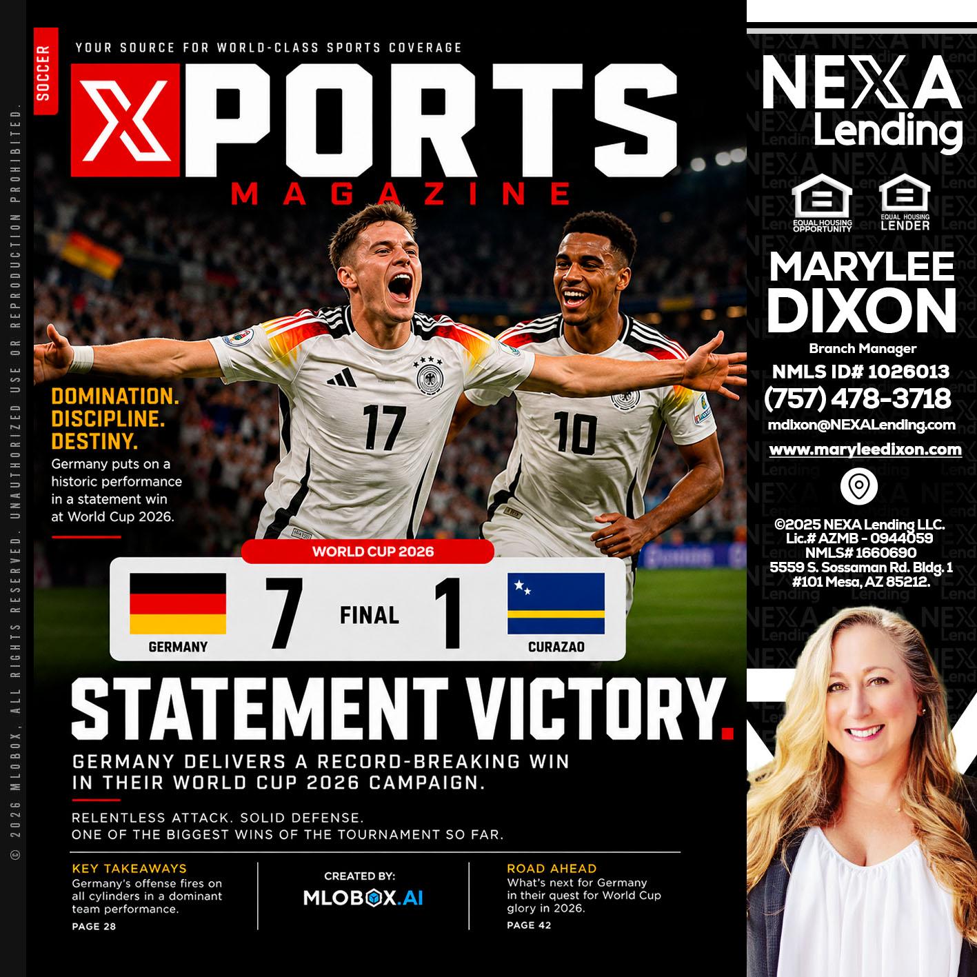 GERMANY VS CURASSAO (7-1) - Marylee Dixon -Branch Manager