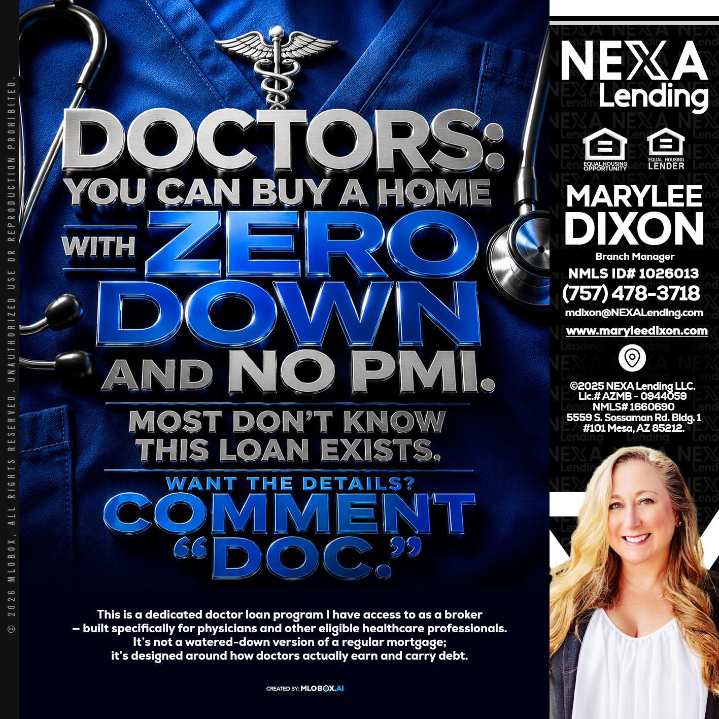DOCTORS YOU CAN BUY - Marylee Dixon -Branch Manager