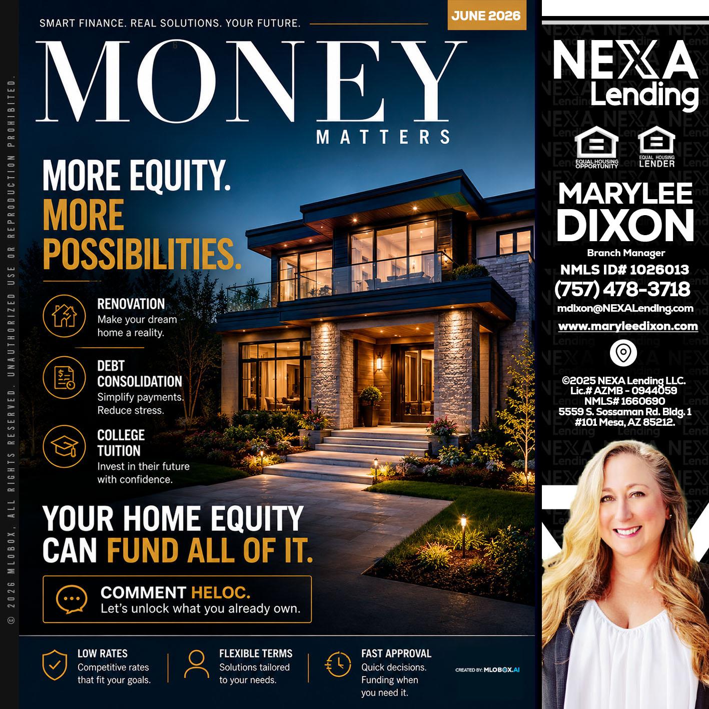 MONEY MATTERS - Marylee Dixon -Branch Manager
