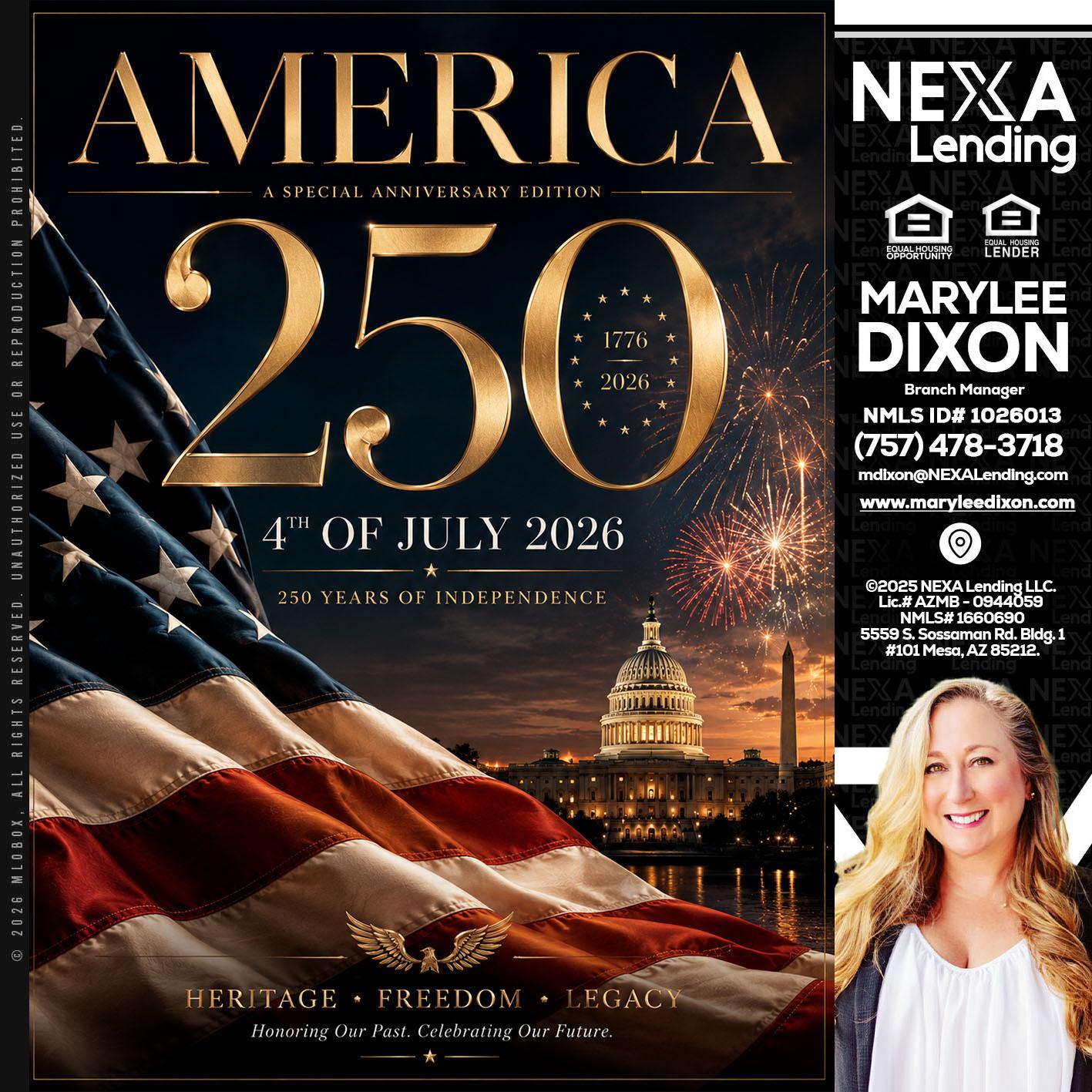 AMERICA 250 TH - Marylee Dixon -Branch Manager