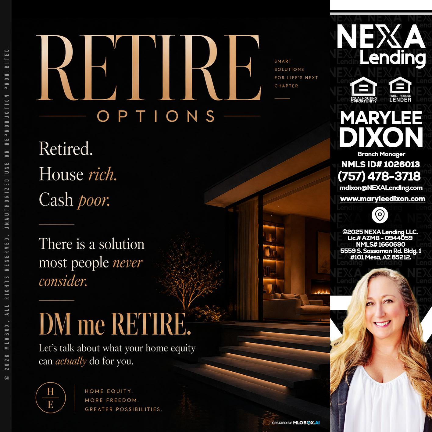 RETIRE LOANS - Marylee Dixon -Branch Manager