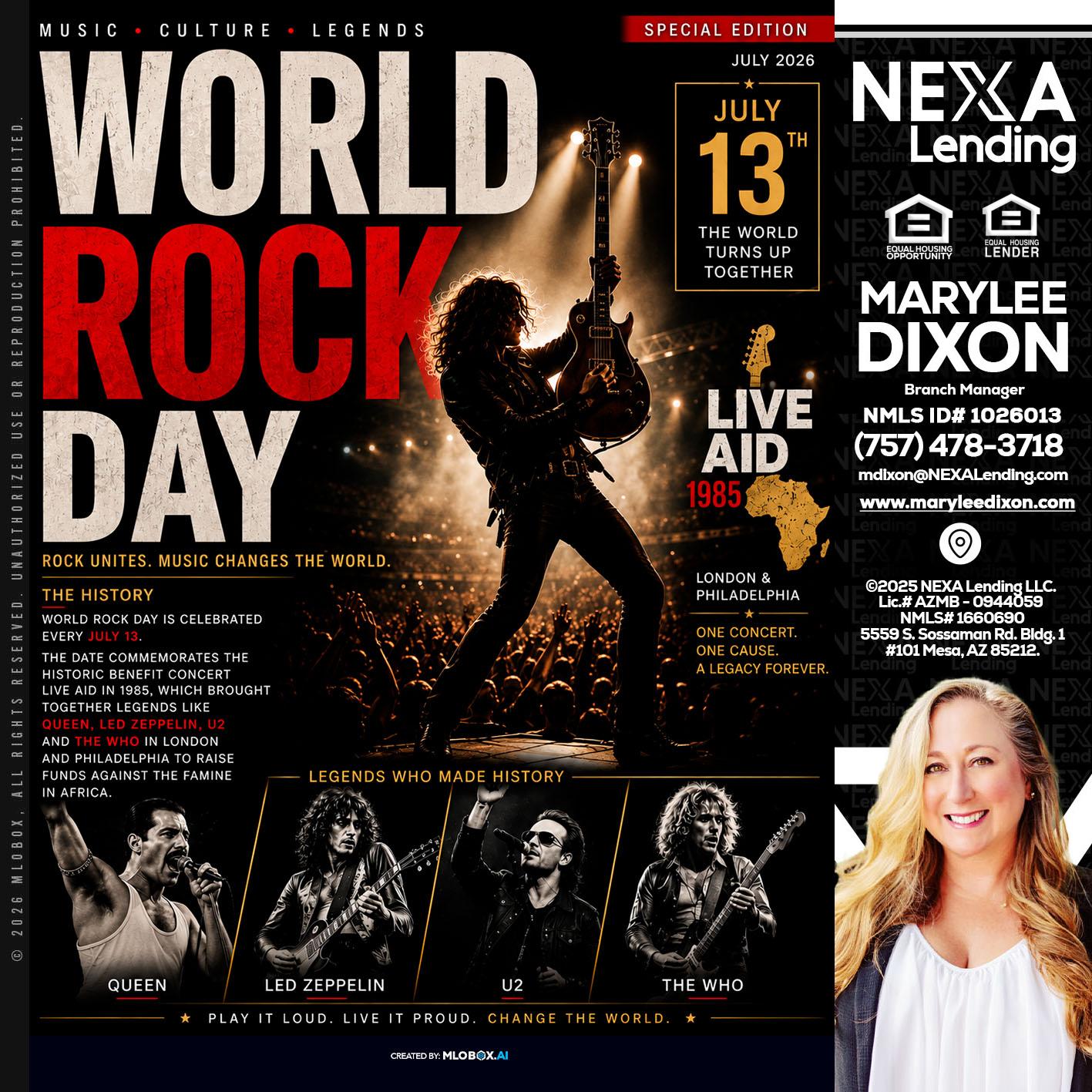 WORLD ROCK MUSIC DAY - Marylee Dixon -Branch Manager