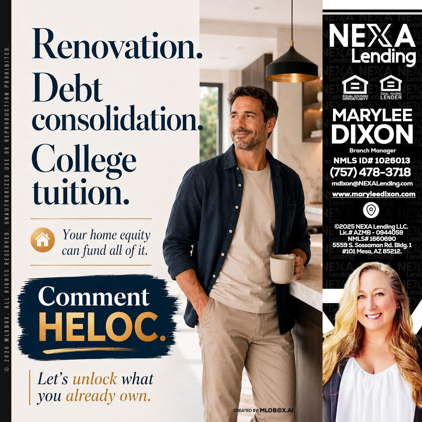 RENOVATION DEBT - Marylee Dixon -Branch Manager